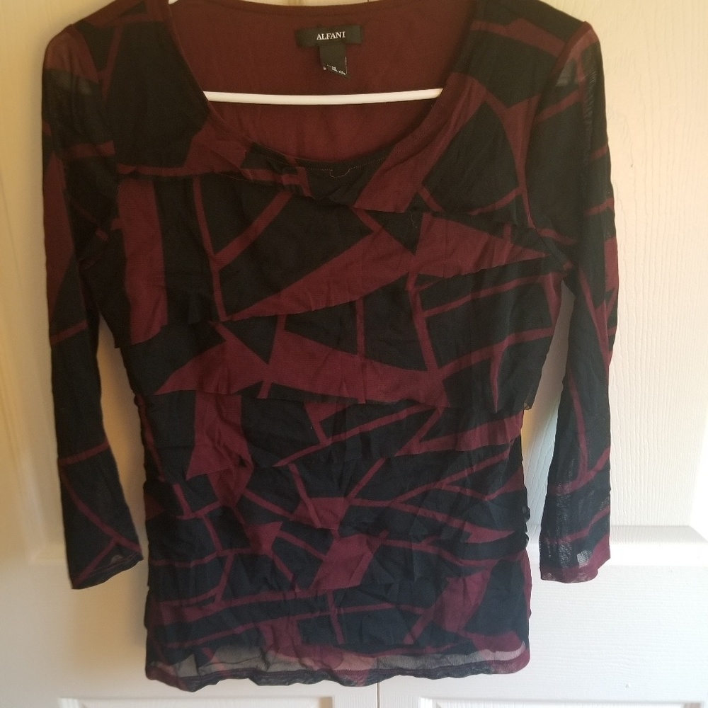 Maroon and Black Organza Shirt
